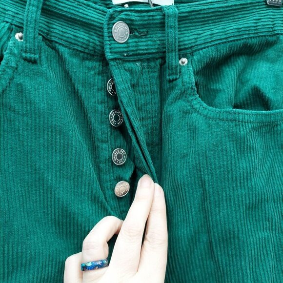 PacSun Womens Green Corduroy Dad Jeans Straight Leg Pants Size 27 Surf Casual - Picture 3 of 9